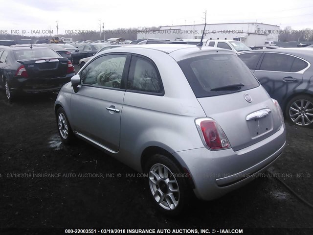 3C3CFFAR5CT130945 - 2012 FIAT 500 POP SILVER photo 3