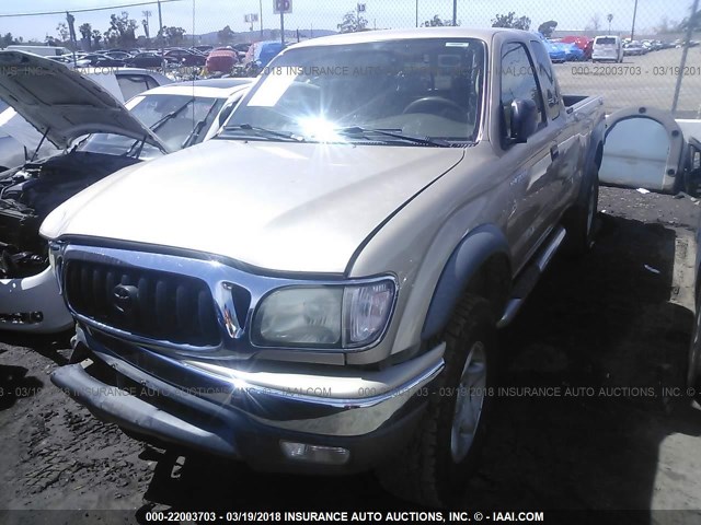 5TESN92N24Z386286 - 2004 TOYOTA TACOMA XTRACAB PRERUNNER TAN photo 2