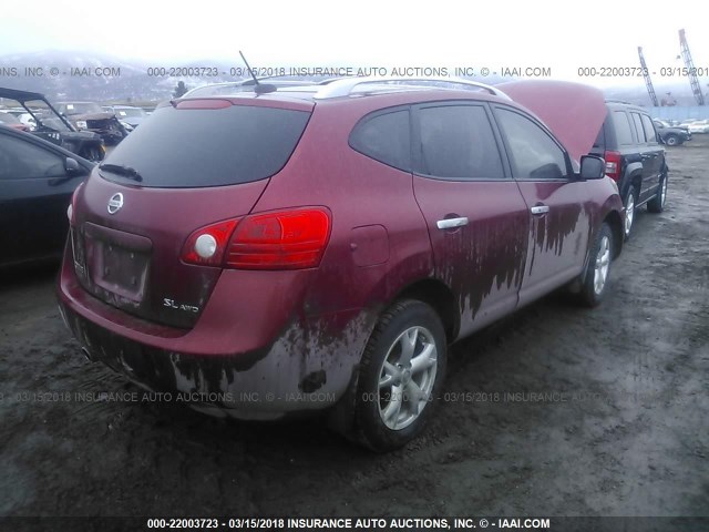 JN8AS5MV4AW129394 - 2010 NISSAN ROGUE S/SL/KROM MAROON photo 4