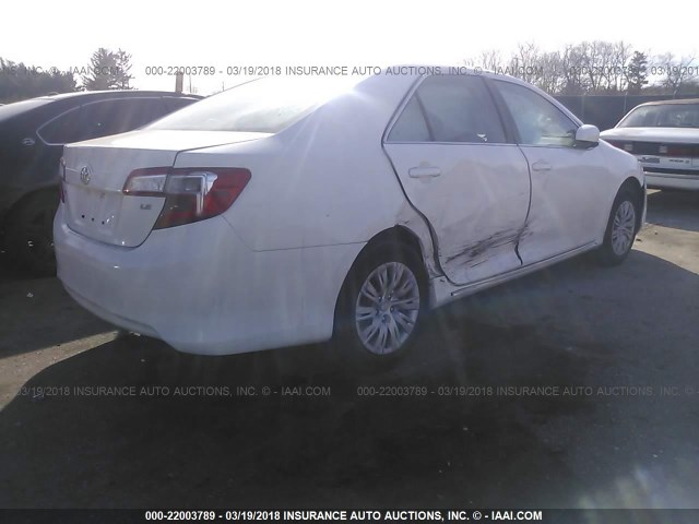 4T4BF1FK3DR308592 - 2013 TOYOTA CAMRY L/SE/LE/XLE WHITE photo 4