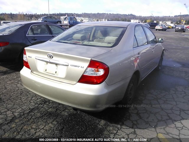 JTDBE32K830177572 - 2003 TOYOTA CAMRY LE/XLE GOLD photo 4