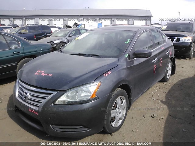 3N1AB7AP6DL651664 - 2013 NISSAN SENTRA S/SV/SR/SL GRAY photo 2