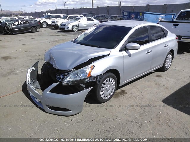 1N4AB7AP8DN904633 - 2013 NISSAN SENTRA S/SV/SR/SL SILVER photo 2