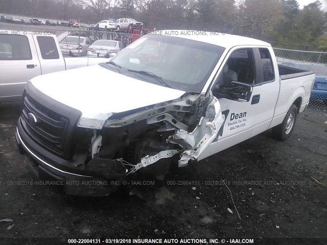 1FTEX1CM6EFB55730 - 2014 FORD F150 SUPER CAB WHITE photo 2