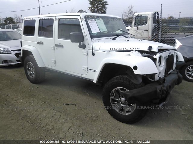 1C4BJWFG6EL201808 - 2014 JEEP WRANGLER UNLIMITE RUBICON WHITE photo 1