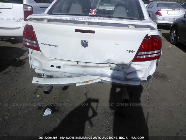 1B3LC76M38N272422 - 2008 DODGE AVENGER R/T WHITE photo 6