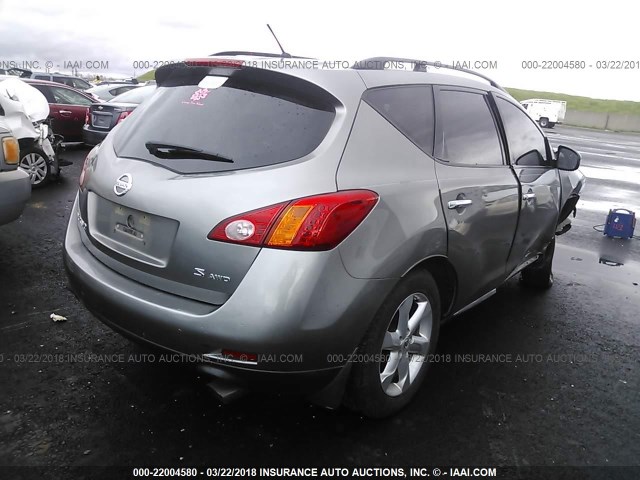 JN8AZ18W99W128664 - 2009 NISSAN MURANO S/SL/LE GRAY photo 4