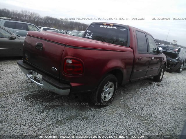 1FTRW07WX1KE11475 - 2001 FORD F150 SUPERCREW RED photo 4