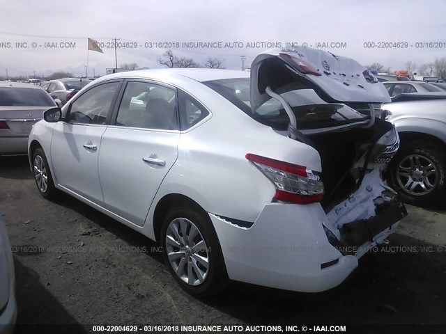 3N1AB7APXFY328000 - 2015 NISSAN SENTRA S/SV/SR/SL WHITE photo 3