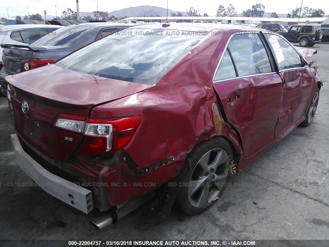 4T1BF1FK8CU625129 - 2012 TOYOTA CAMRY SE/LE/XLE 红色 照片 4