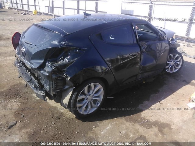 KMHTC6AD9FU233994 - 2015 HYUNDAI VELOSTER BLACK photo 4