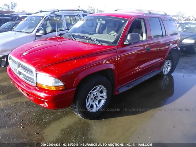 1D4HR48NX3F545269 - 2003 DODGE DURANGO SLT RED photo 2