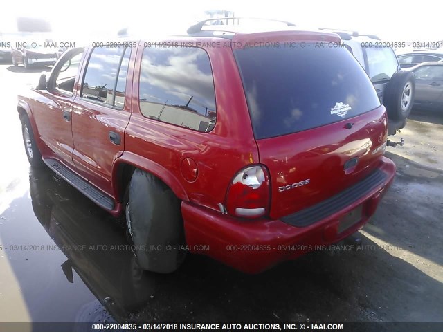 1D4HR48NX3F545269 - 2003 DODGE DURANGO SLT RED photo 3