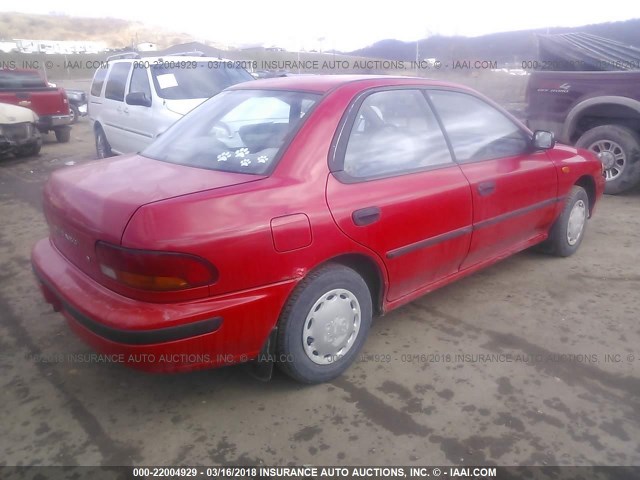 JF1GC2242RK531130 - 1994 SUBARU IMPREZA L RED photo 4