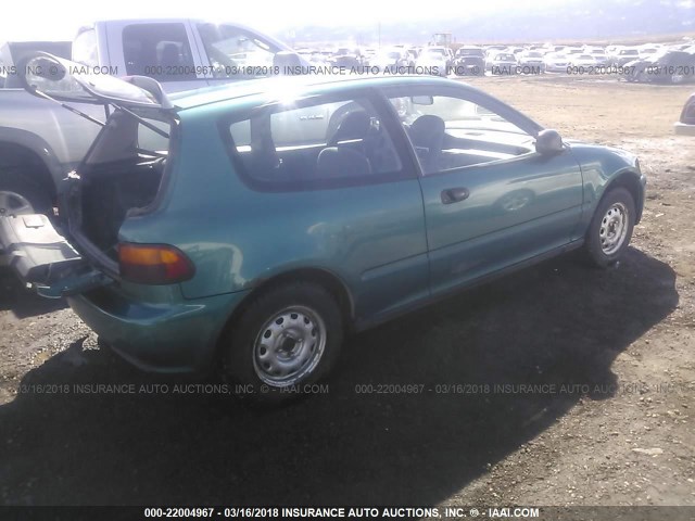 2HGEH2359SH522594 - 1995 HONDA CIVIC CX GREEN photo 4