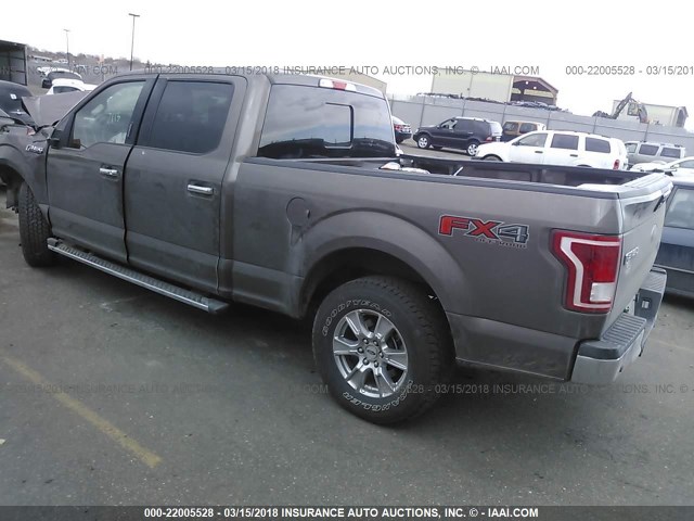 1FTFW1EF1HKD60518 - 2017 FORD F150 SUPERCREW BROWN photo 3