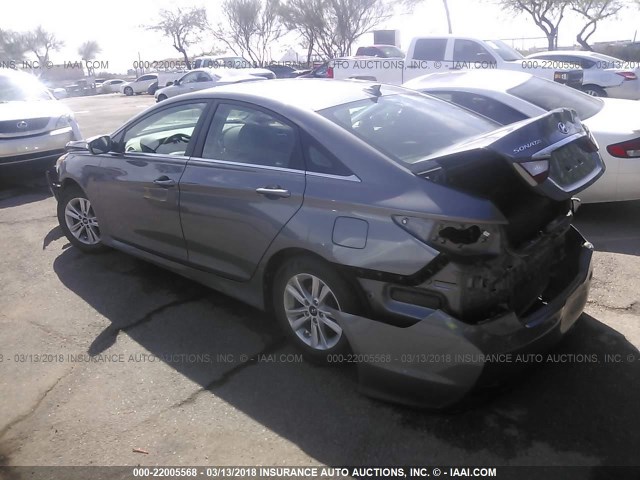 5NPEB4ACXEH827594 - 2014 HYUNDAI SONATA GLS GRAY photo 3