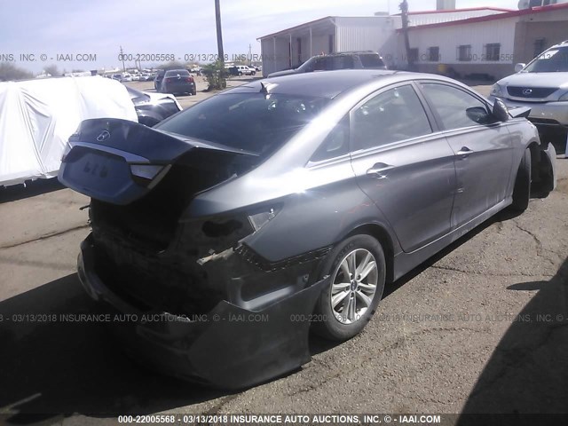 5NPEB4ACXEH827594 - 2014 HYUNDAI SONATA GLS GRAY photo 4