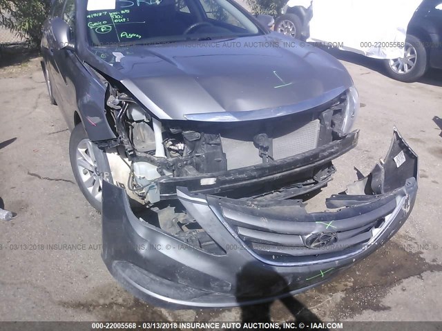 5NPEB4ACXEH827594 - 2014 HYUNDAI SONATA GLS GRAY photo 6