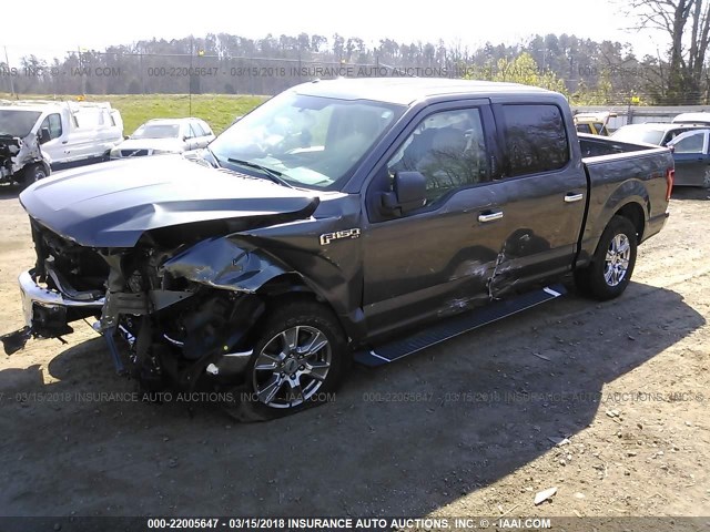 1FTEW1EF5FKD93272 - 2015 FORD F150 SUPERCREW GRAY photo 2