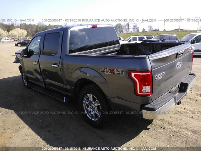 1FTEW1EF5FKD93272 - 2015 FORD F150 SUPERCREW GRAY photo 3