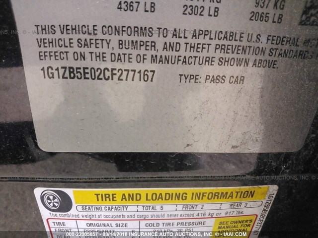 1G1ZB5E02CF277167 - 2012 CHEVROLET MALIBU LS 蓝色 照片 9