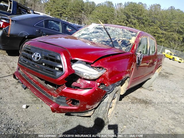 5TFAX5GN1GX072759 - 2016 TOYOTA Tacoma DOUBLE CAB/SR/SR5 RED photo 2