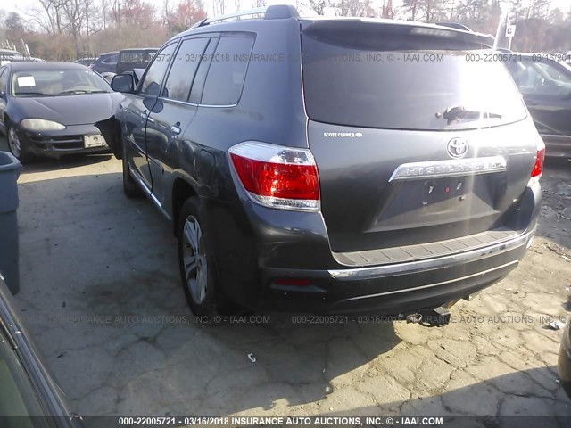 5TDYK3EH5DS141176 - 2013 TOYOTA HIGHLANDER LIMITED GRAY photo 3