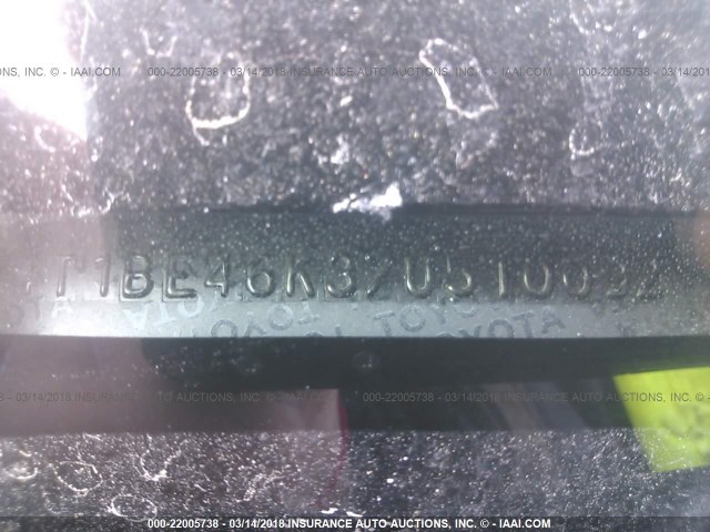 4T1BE46K37U510092 - 2007 TOYOTA CAMRY NEW GENERAT CE/LE/XLE/SE BLACK photo 9