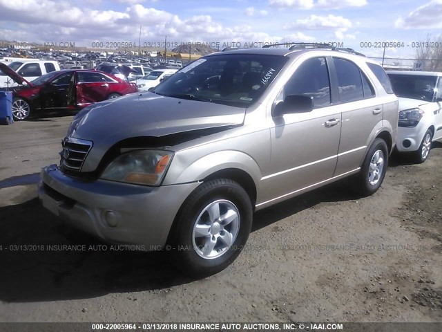 KNDJC736X75676909 - 2007 KIA SORENTO EX/LX GOLD photo 2