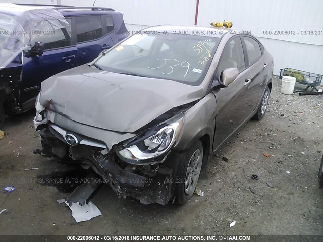 KMHCT4AE0EU675509 - 2014 HYUNDAI ACCENT GLS/GS TAN photo 2