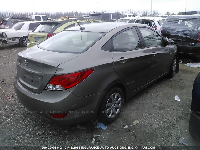 KMHCT4AE0EU675509 - 2014 HYUNDAI ACCENT GLS/GS TAN photo 4