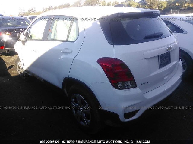 KL7CJKSB7HB144582 - 2017 CHEVROLET TRAX LS WHITE photo 3