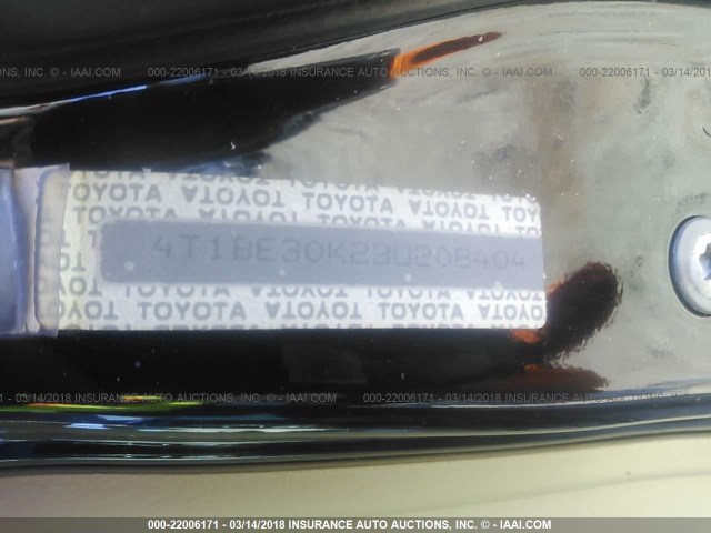 4T1BE30K23U208404 - 2003 TOYOTA CAMRY LE/XLE/SE BLACK photo 9