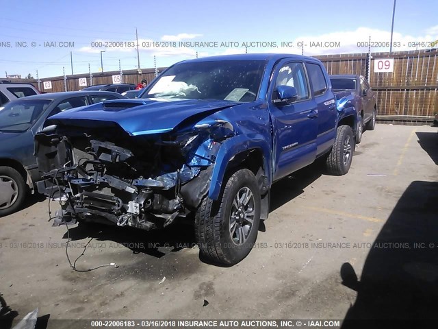 3TMCZ5AN9GM024380 - 2016 TOYOTA TACOMA DBL CAB/SR/SR5/TRD SPT/OR BLUE photo 2