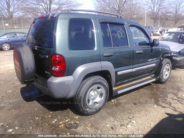 1J4GL48K73W529086 - 2003 JEEP LIBERTY SPORT/FREEDOM GREEN photo 4