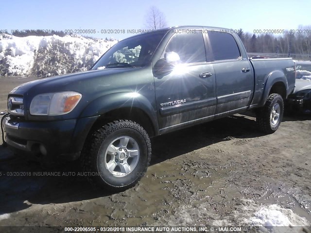 5TBDT44186S535899 - 2006 TOYOTA TUNDRA DOUBLE CAB SR5 GREEN photo 2