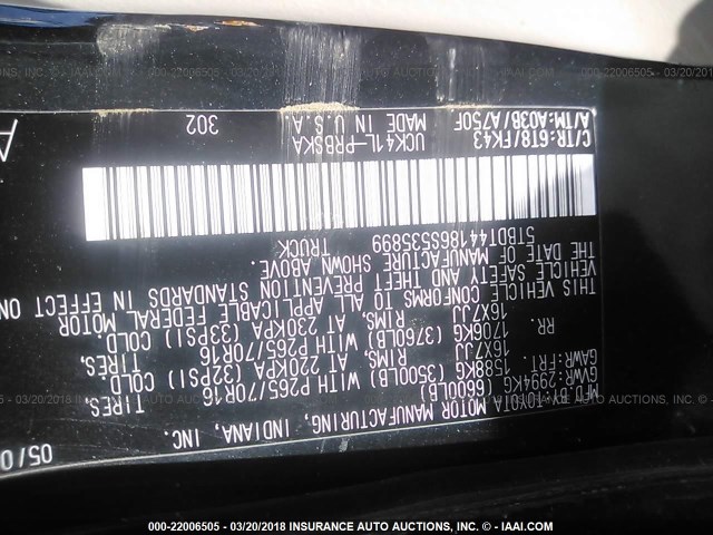 5TBDT44186S535899 - 2006 TOYOTA TUNDRA DOUBLE CAB SR5 GREEN photo 9