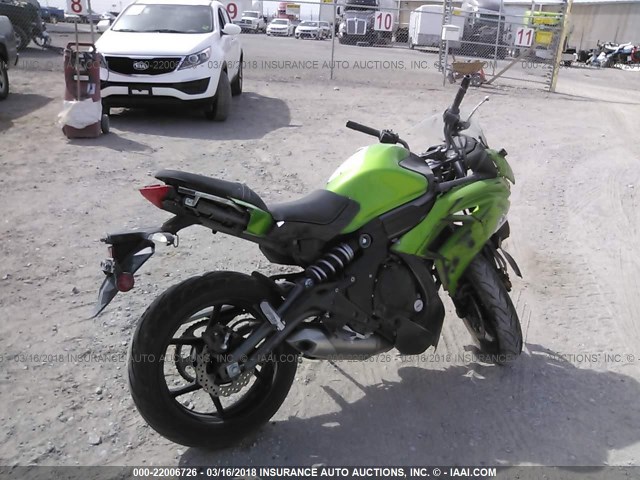 JKAEXEE11CDA04309 - 2012 KAWASAKI EX650 EC GREEN photo 4