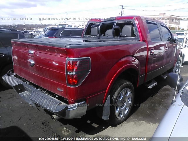 1FTFW1EF6BFD29376 - 2011 FORD F150 SUPERCREW RED photo 4