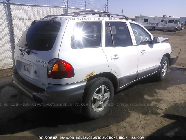 KM8SC73D74U680450 - 2004 HYUNDAI SANTA FE GLS/LX WHITE photo 4