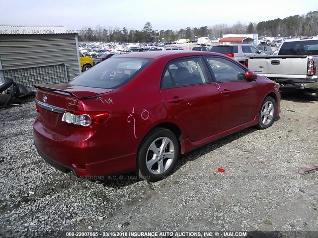 5YFBU4EE4CP036275 - 2012 TOYOTA COROLLA S/LE RED photo 4