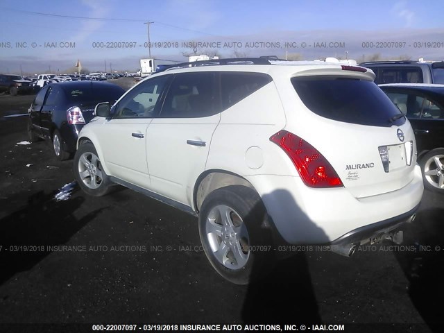 JN8AZ08W35W431475 - 2005 NISSAN MURANO SL/SE/S WHITE photo 3