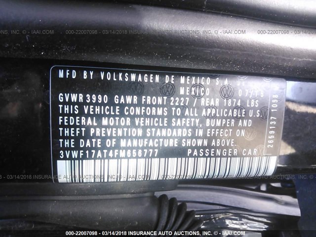 3VWF17AT4FM656777 - 2015 VOLKSWAGEN BEETLE 1.8T 黑色 照片 9