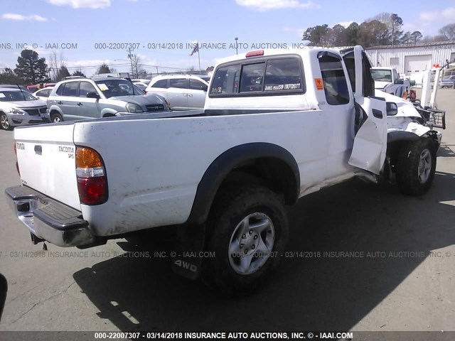 5TEWM72N84Z351096 - 2004 TOYOTA TACOMA XTRACAB WHITE photo 4