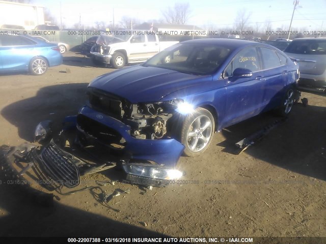 3FA6P0HR5DR147662 - 2013 FORD FUSION SE BLUE photo 2