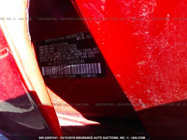 JF1VA1E67H9835144 - 2017 SUBARU WRX PREMIUM RED photo 9