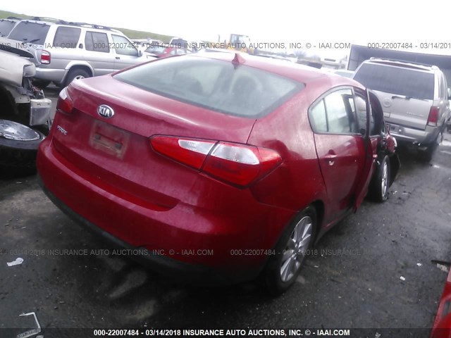 KNAFX4A68E5094667 - 2014 KIA FORTE LX RED photo 4