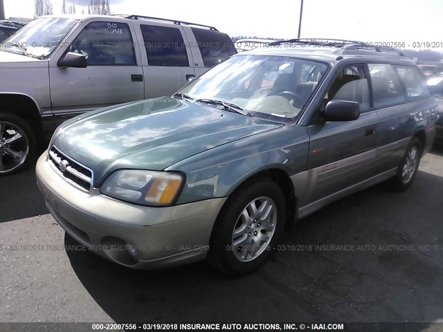 4S3BH6658Y7649605 - 2000 SUBARU LEGACY OUTBACK GREEN photo 2