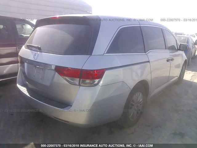 5FNRL5H29FB112601 - 2015 HONDA ODYSSEY LX SILVER photo 4